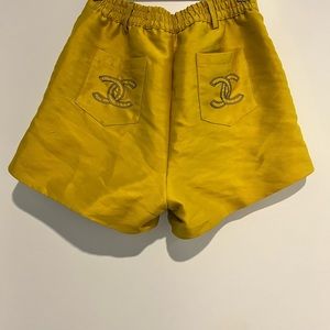 CHANEL Dressy Shorts Women 2 Mustard Yellow Lightweight